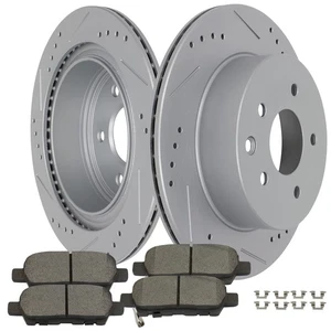 For Nissan Leaf with Manual Parking Brake Rear Brake Rotors Ceramic Pad - Picture 1 of 9