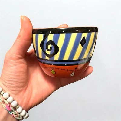 "Mini cuenco de cerámica multicolor Southwestern Bella Casa By Ganz 3""x2,5"" de alto" Foto 1 de 4