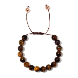 Yellow Tigers Eye Beads 14K Rose Gold Plated Beaded Bracelet Jewelry Ct 98.4 - Picture 1 of 6