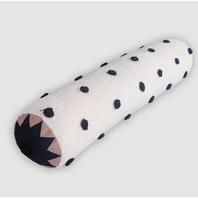 Bolster Tufted Polka Dot Decorative Throw Pillow Off White/Black - Opalhouse - Image 1 of 4