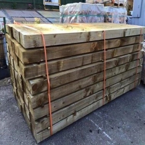 ECO TREATED SLEEPERS 200x100x2.4 3 Day home delivery 🏡 Split Packs Slabs Patio - Picture 1 of 3