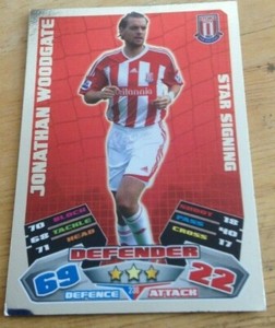 Jonathan Woodgate Stoke City Star Signing Rare Shiny Match Attax 11/12 Card