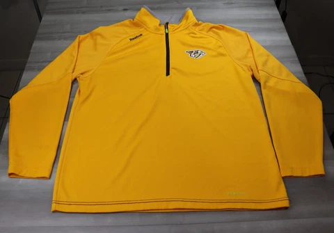 Nashville Predators Sweater Reebok Adult Large Yellow Jacket Center Ice NHL Mens Cover