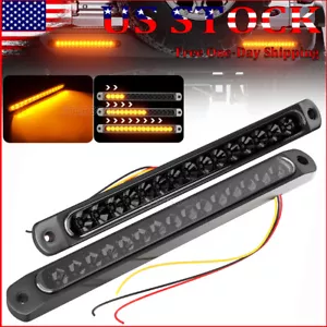 2x 12V-24V Amber Turn Signals Lights Flowing LED Truck Trailer Tail Light Bar - Picture 1 of 7