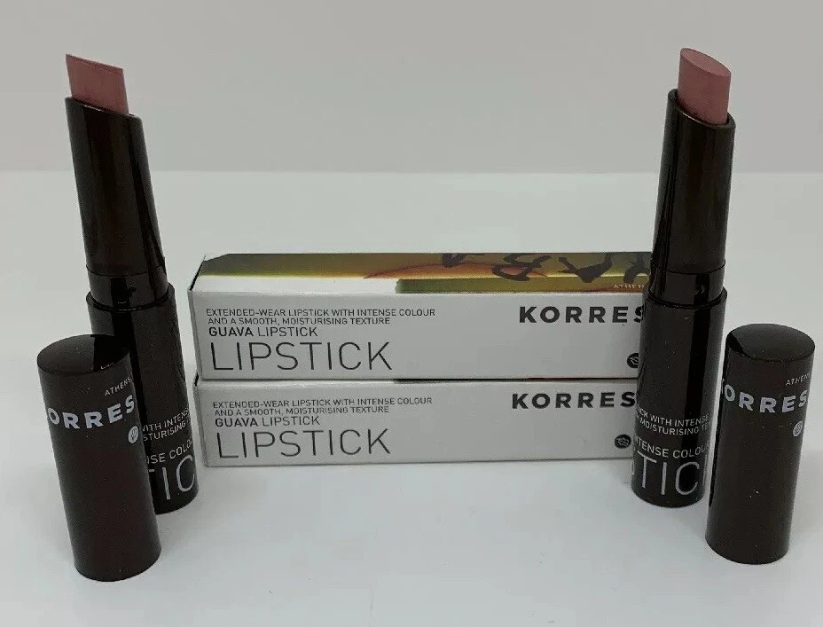 Lote de 2 lápices labiales de guayaba Korres beige desnudo #30 lápiz labial de uso extendido nuevo en caja Foto 1 de 4