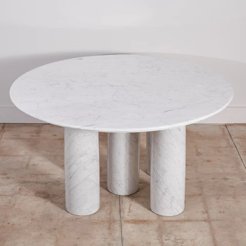 MARIO BELLINI WHITE CARRERA MARBLE WITH GREY VEINING DINING TABLE FOR CASSINA Cover