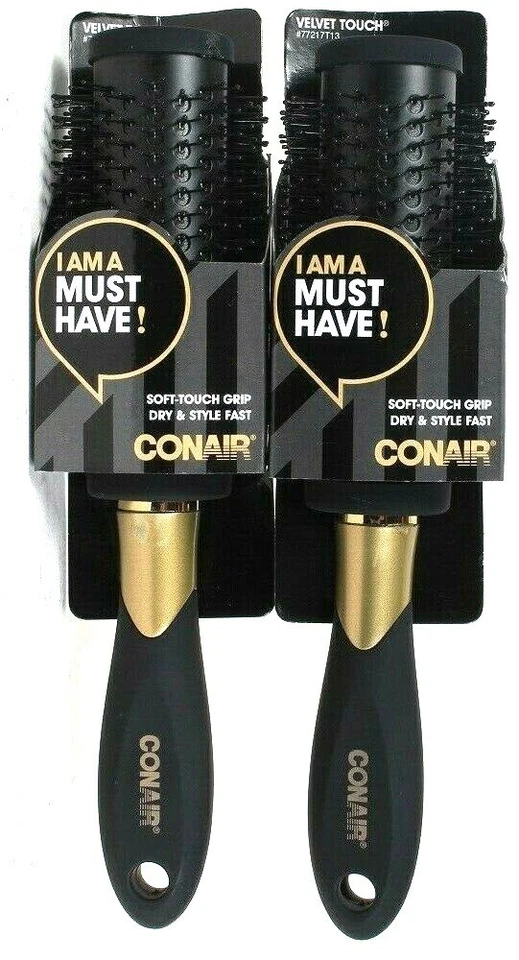 2 Conair Classic Style 77217T13 Velvet Soft Touch Grip Fast Dry Style Hairbrush - Image 1 of 1