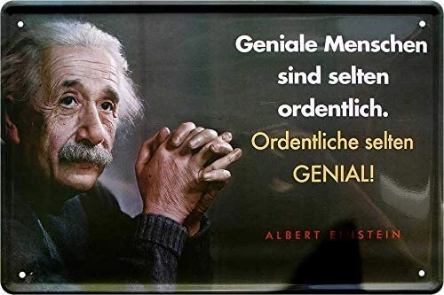 Blechschild Albert Einstein Spruch “Geniale Menschen” 20x30cm