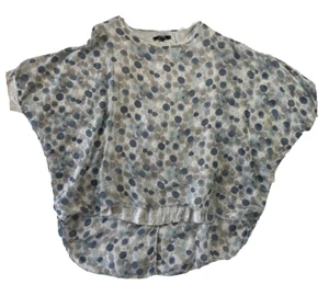 Charlie B Sheer Over Sequin Blue, Taupe & White Hi-Lo Top - S - Picture 1 of 6
