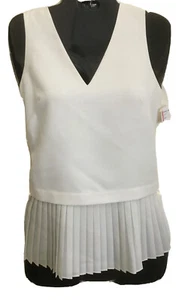 Ted Baker London ORIYA Cream V-Neck, Sleeveless Peplum (Pleated Hem) Blouse US 4 - Picture 1 of 8