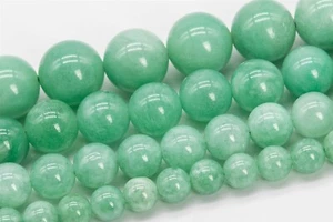 Quartz Beads Jade Green Color Round Gemstone Grade AAA Loose Beads 6/8/10/12MM - Picture 1 of 11