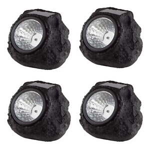 Black 4-Piece LED Solar Landscaping Lights Pathway Lights for Paths Gardens