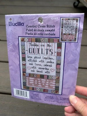 PLAID BUCILLA #43163 Counted Cross Stitch KIT Sealed - Families Are Like Quilts - Image 1 of 4