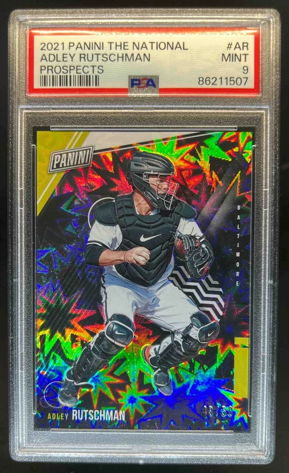 2021 Panini The National Convention Adley Rutschman Prospects #/50 Orioles PSA 9 - Image 1 of 2