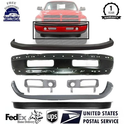 Front Bumper + Cover + Valance + Fog Lamp For 1994-2002 Dodge Ram 1500 2500 3500 Foto 1 de 4