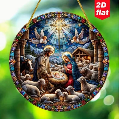 Nacimiento de Jesús Atrapasol, Acrílico, 2D, Aspecto Vitral, 5.9", Belén Foto 1 de 4