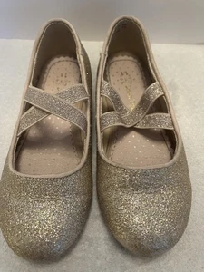 Zapatos de ballet Dream Pair para niños pequeños talla 11 brillantes, dorados excelente estado - Imagen 1 de 7
