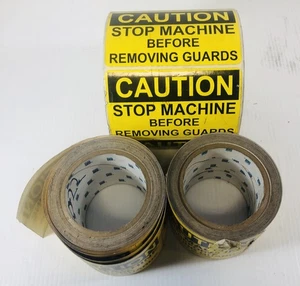 Brady Caution Stickers "Stop Machine Before Removing Guards" Yellow 3-1/2" x 5" - Picture 1 of 7