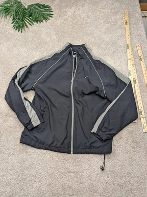 Chaqueta Nike Para Hombre Mediana Negra Gris Cremallera Completa Cortavientos Malla Forrada De Colección Foto 1 de 4