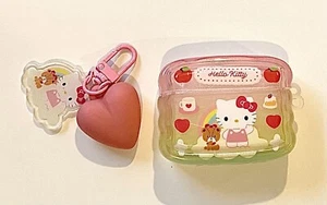 Hello Kitty SILICONE AIRPOD PRO CASE Earbuds Holder Pink Heart Charm Rainbow NEW - Picture 1 of 2