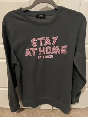 Sudadera moderna de lona para mujer Stay At Home cuello redondo talla M Foto 1 de 4