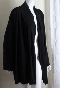 New Ulla Popken Sz 3X 4X 28 30 Black Liquid Knit 34" Long Open Jacket Blazer - Picture 1 of 9