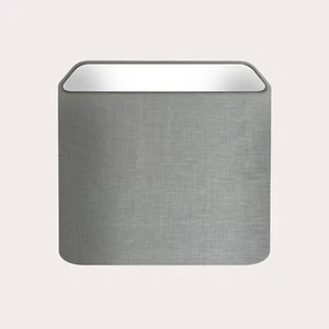 Lampenschirm Leuchte silbergrau strukturiert 100% Leinen abgerundet eckig Lampenschirm - Bild 1 von 5