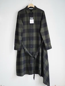 JW Anderson Flannel Asymmetric Hem Uniqlo Belted Checked Dress Size Medium - Picture 1 of 8