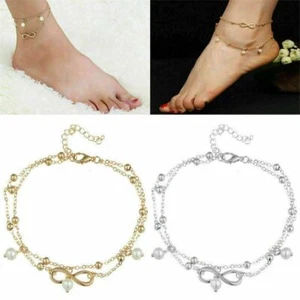 Bracelet de cheville pour femme en argent sterling 925 chaîne de pied boho chaîne de pied de plage - Photo 1/20