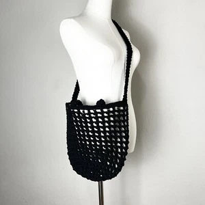 Bolso de Hombro Madewell The Crocheted Negro AH772 Boho Beach Bandolera - Imagen 1 de 7