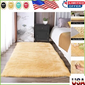 3x4 Ft Soft and Washable Yellow Fur Rug - Perfect for Bedrooms and Living Rooms - Picture 1 of 9