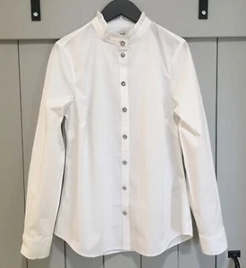 J.Crew Factory Women’s NWT Ruffle Button-Up Shirt With Jeweled Buttons Size: S M - Picture 1 of 8