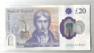 £20 Schein - Polymer - Joseph Turner - AA20 Seriennummer - sehr guter Zustand - Bild 1 von 1