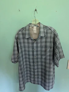 The North Face Short Sleeve Button Up Casual Shirt Blue Plaid Mens Size Large - Picture 1 of 11