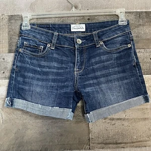 Pantalones Cortos Aeropostale Mujer Denim Azul Jean Botín Talla 0 Desgastados Puños Caminar - Imagen 1 de 3