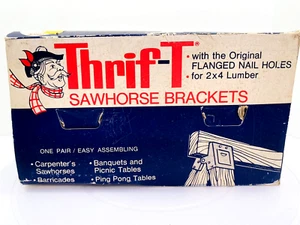 Thrif-T Sawhorse Brackets Light Duty 2x4 Original Flanged Nail Holes Dalton Box - Picture 1 of 12