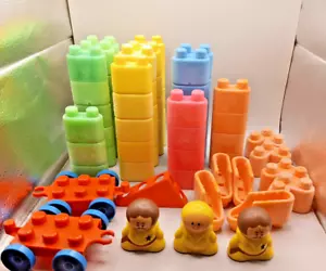 Mattel Tuff Stuff Wonder Colorful Building Blocks Figures 70 Pieces 1979 - Picture 1 of 15