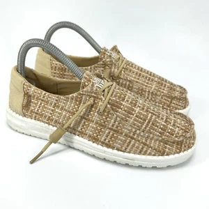 Hey Dude Wendy Crosshatch Womens Size 8 Oat Brown Casual Loafers Shoe 40060-2BX - Picture 1 of 9
