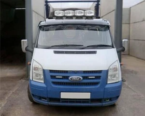 Black Roof Bar + LED Spots + LEDs To Fit Ford Transit MK9 2021+ Front Low Van - Picture 1 of 8