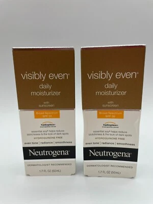 2x Discontinued Expired Neutrogena Visibly Even Daily Facial Moisturizer SPF30 - Image 1 of 4