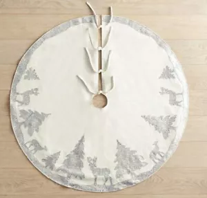 Pier 1 Imports Sequined Deer & Trees Christmas 52" Tree Skirt - Picture 1 of 1