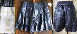 NWT NEW HOUSE OF HARLOW BERMUDA SHORTS METALLIC NAVY BLUE RAYON LINEN S - Picture 1 of 9