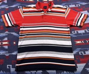 Vtg Kani Gold Casual Polo Shirt Short Sleeve Buttons Red Black Striped Golf L - Picture 1 of 11