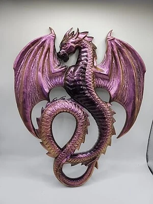 Dragón Volador Púrpura Tono Dorado Resina Epoxi Hecho a Mano Regalo Fantasía Folclore 10"... Foto 1 de 4