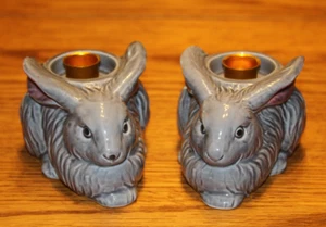 Vintage Morleans grau Keramik Kerzenständer, 2er Set - Bild 1 von 4