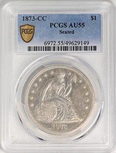 1873-CC LIBERTY SEATED S$1 PCGS AU 55 - Picture 1 of 4