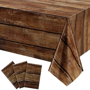 3 Pcs Wood Grain Tablecloth Rustic Wood Table Cover for Birthday Table, 54x108" - Picture 1 of 8