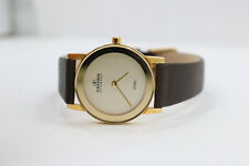 Womens Grenen Steel l-22sgldw Gold Tone Brown Leather New Battery Watch