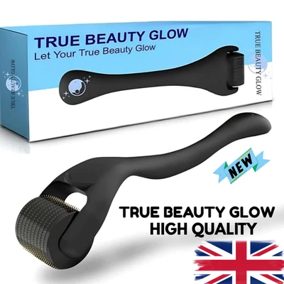 TRUE BEAUTY GLOW Derma Skin Roller 540 Titanium Micro Needle Anti Ageing Hair Regeneration Growth