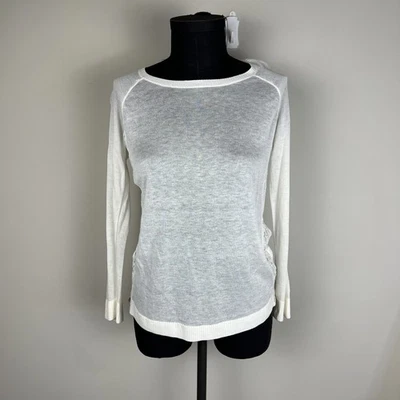 Suéter Kensie Mujer Pequeño Cuello Redondo Ligero Marfil Detalle Encaje Boho Foto 1 de 4